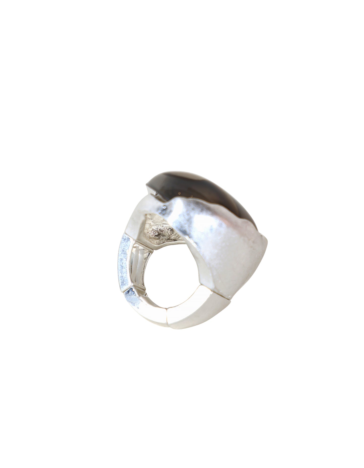 Bold Statement Ring with Swirled Stone in Grey & Silver