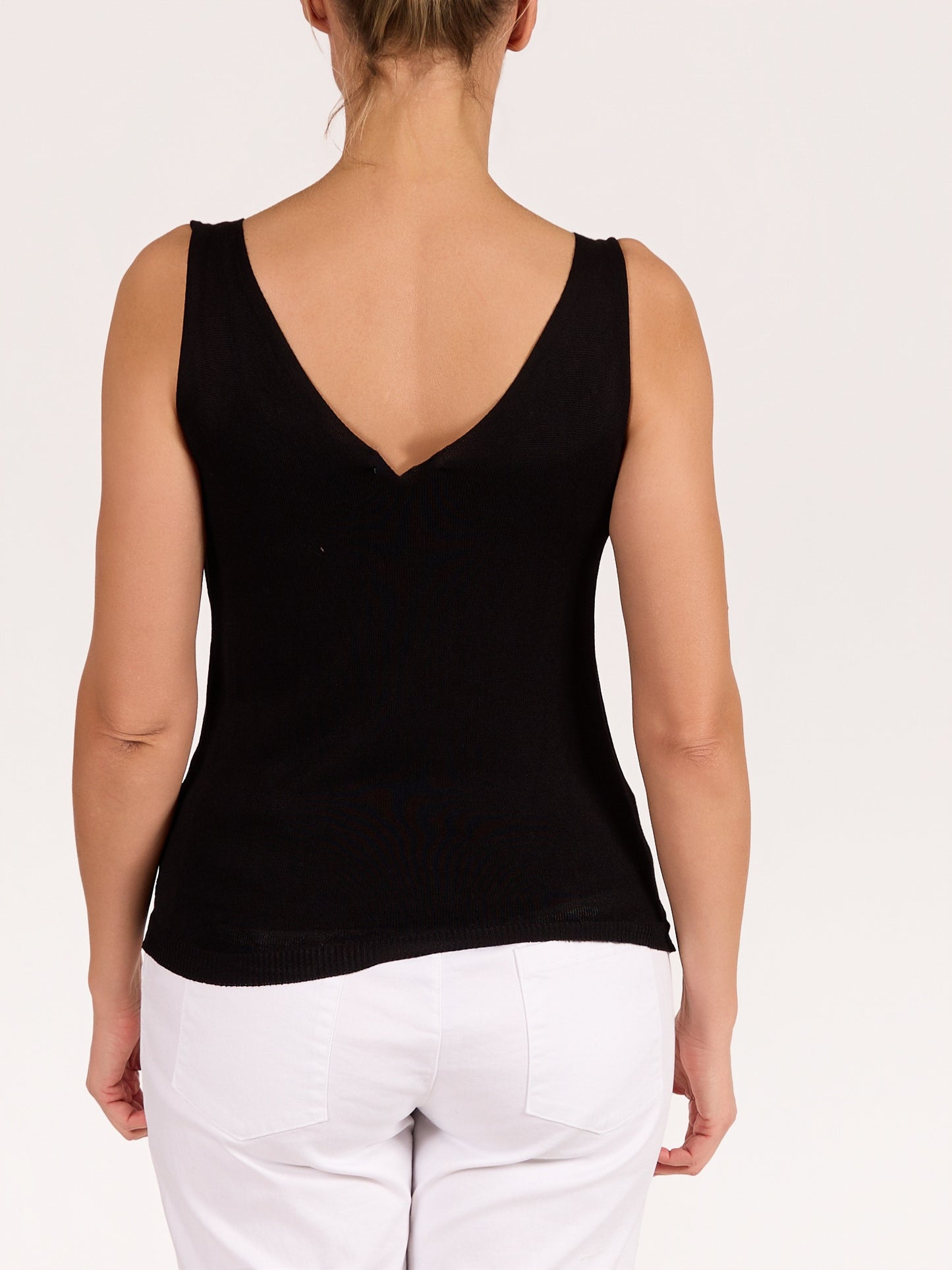 Black Deep V Front & Back Tank Top