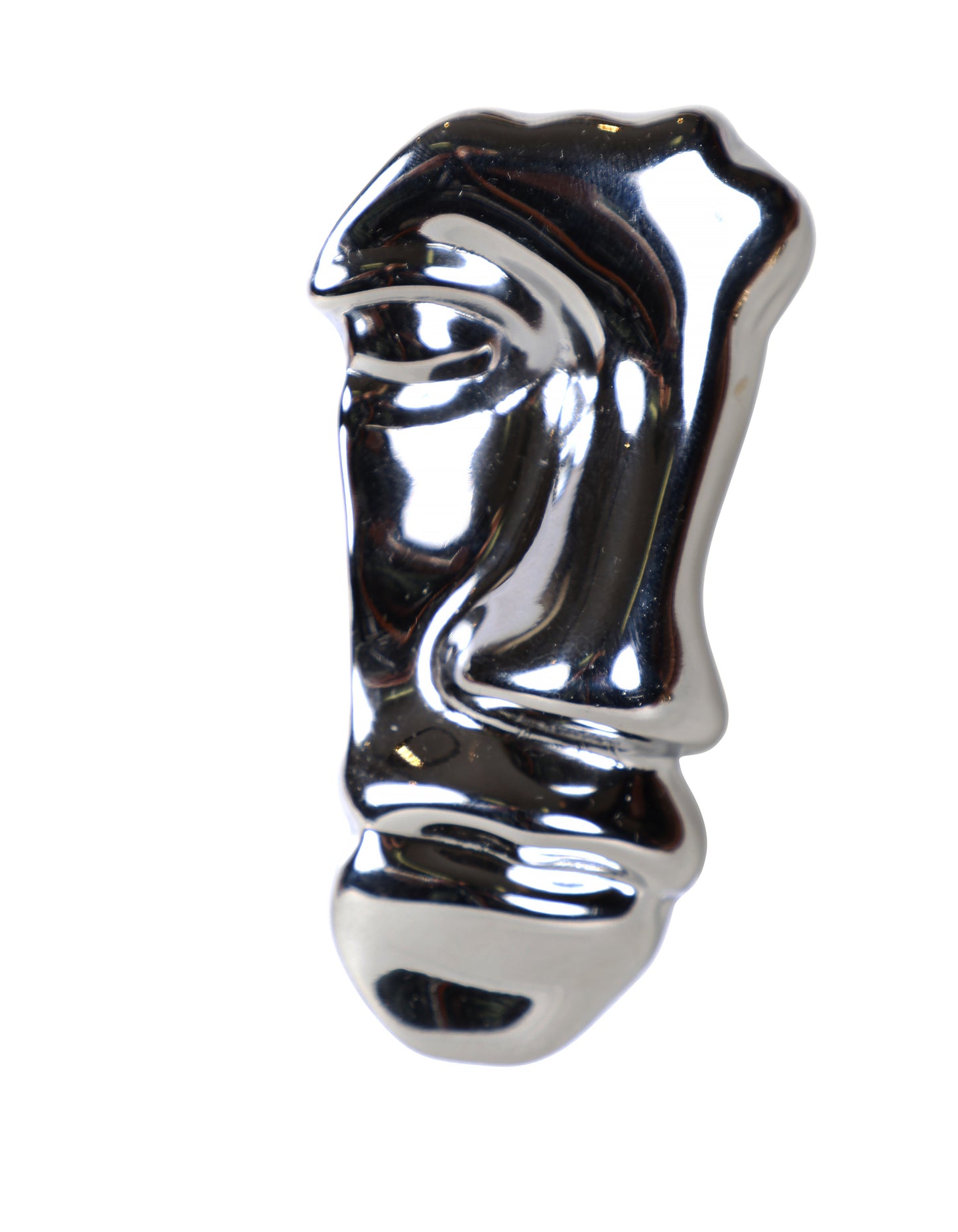 Abstract Sculpted Face Brooch in Silver