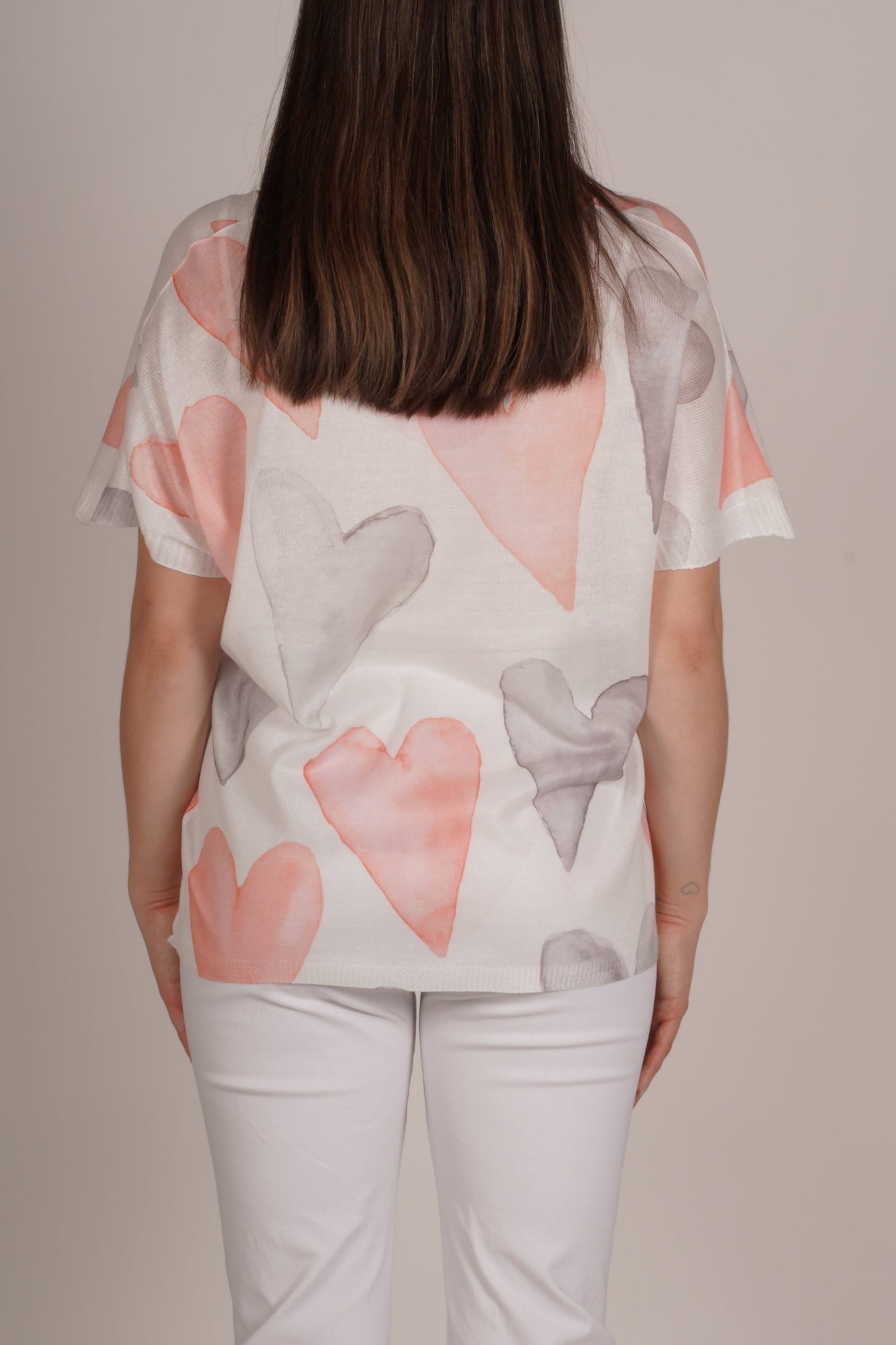 Persimmon V-Neck Multi 2 Tone Heart Pullover