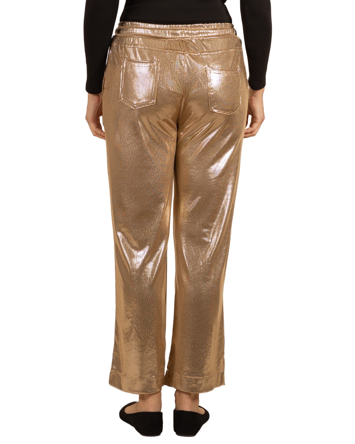Pantalon à Enfiler à Cordon avec 4 Poches en Lamé