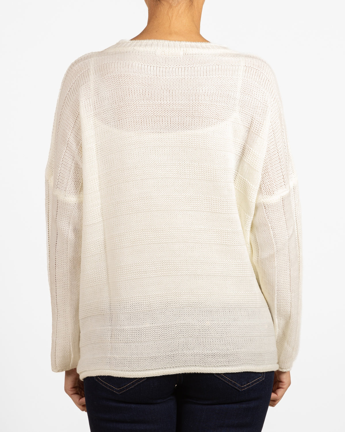 Snow Drop Shoulder Gold Foil Front Box Shape Double Knit Sweater