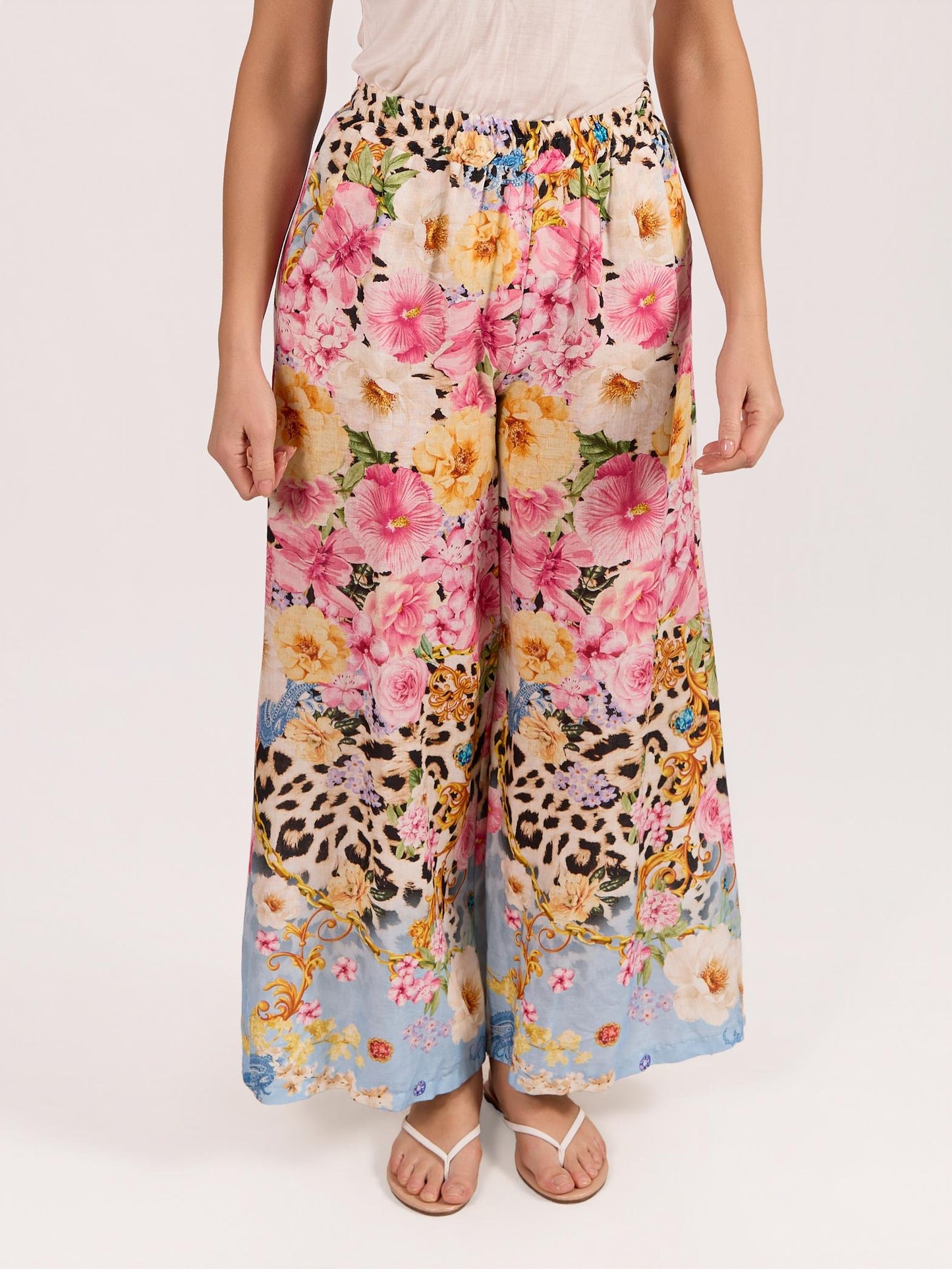 Rose Pull on Floral Tiger Print Pant