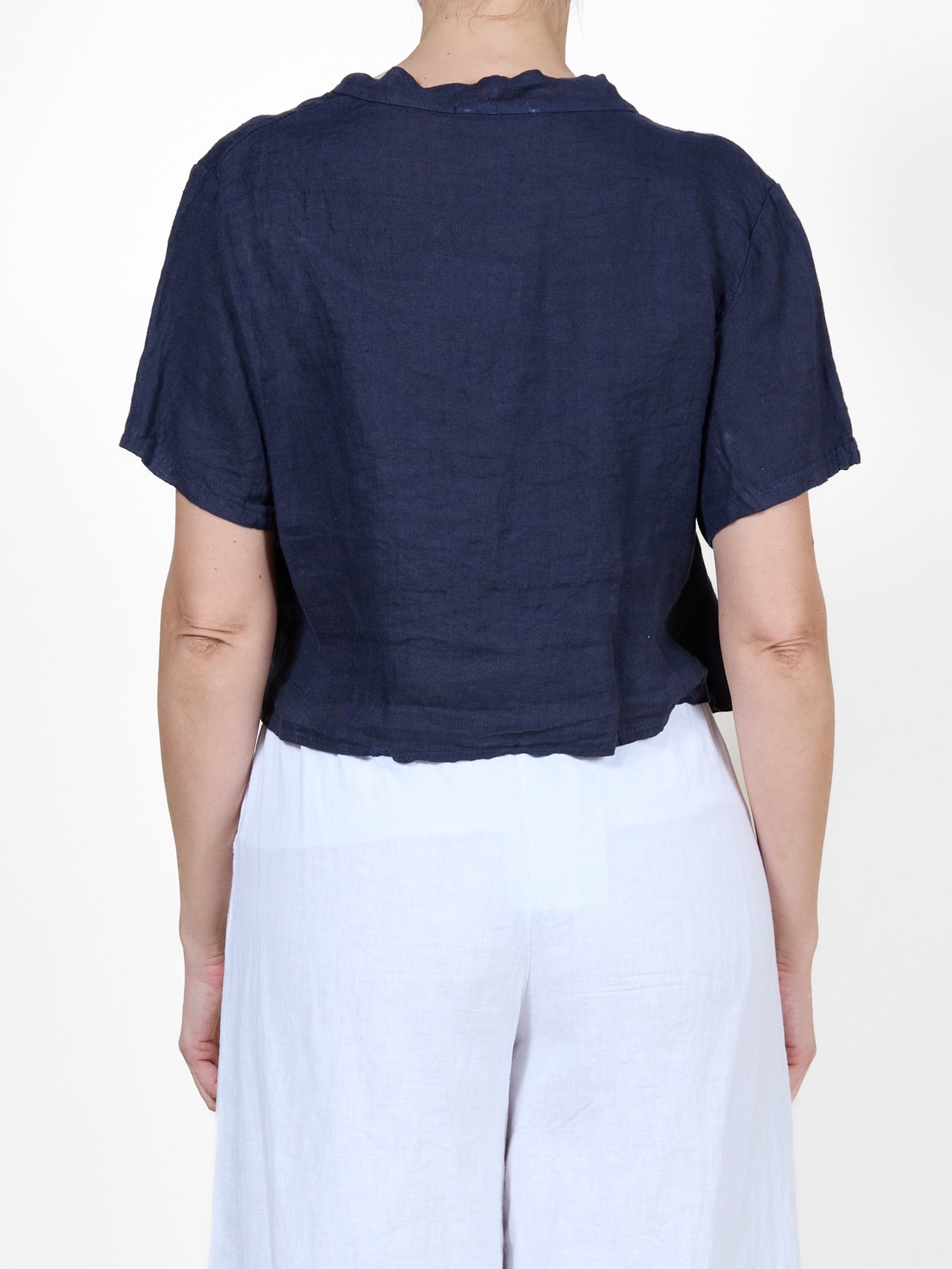 Black Short Sleeve Top with Crisscross Tie Detail