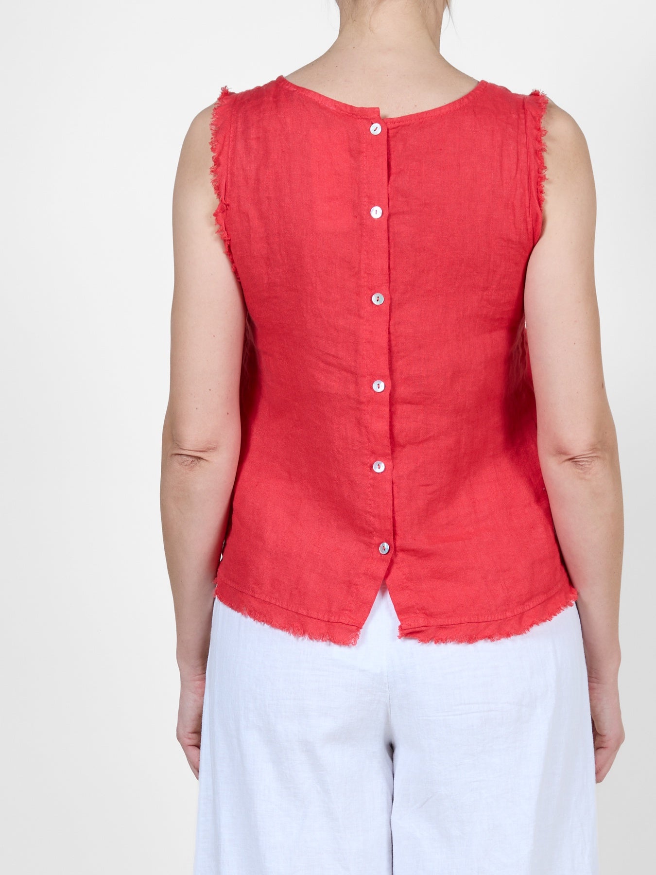 Red Raw Edge Sleeveless Tank