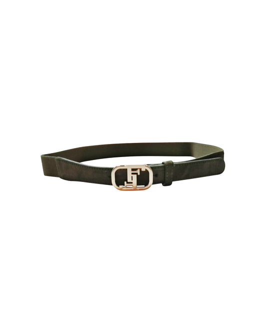 Geometric Olive Green Suede Belt