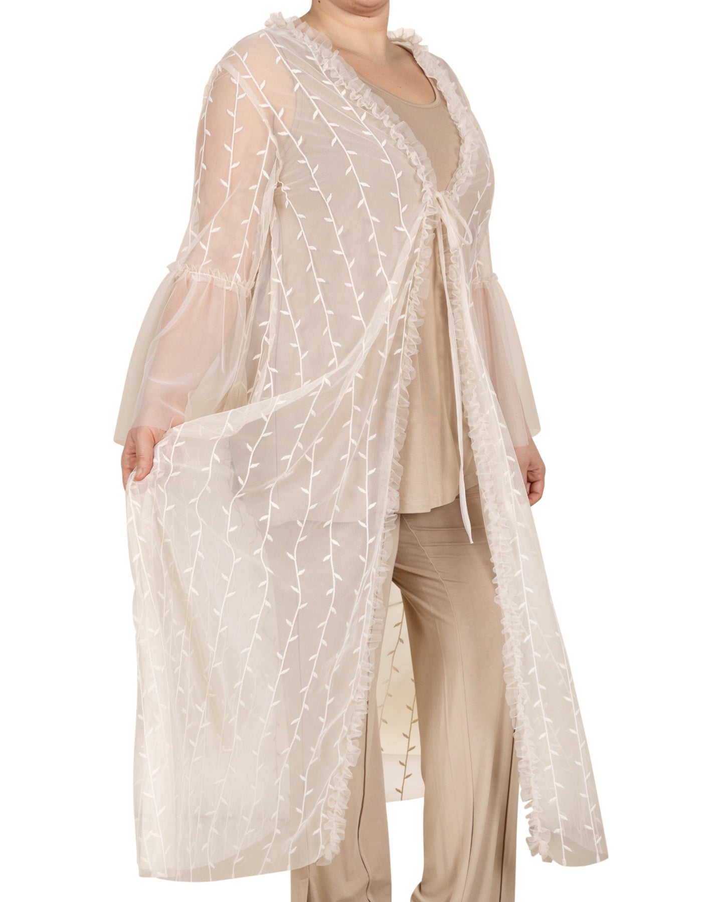 Embroidered Tulle Kimono